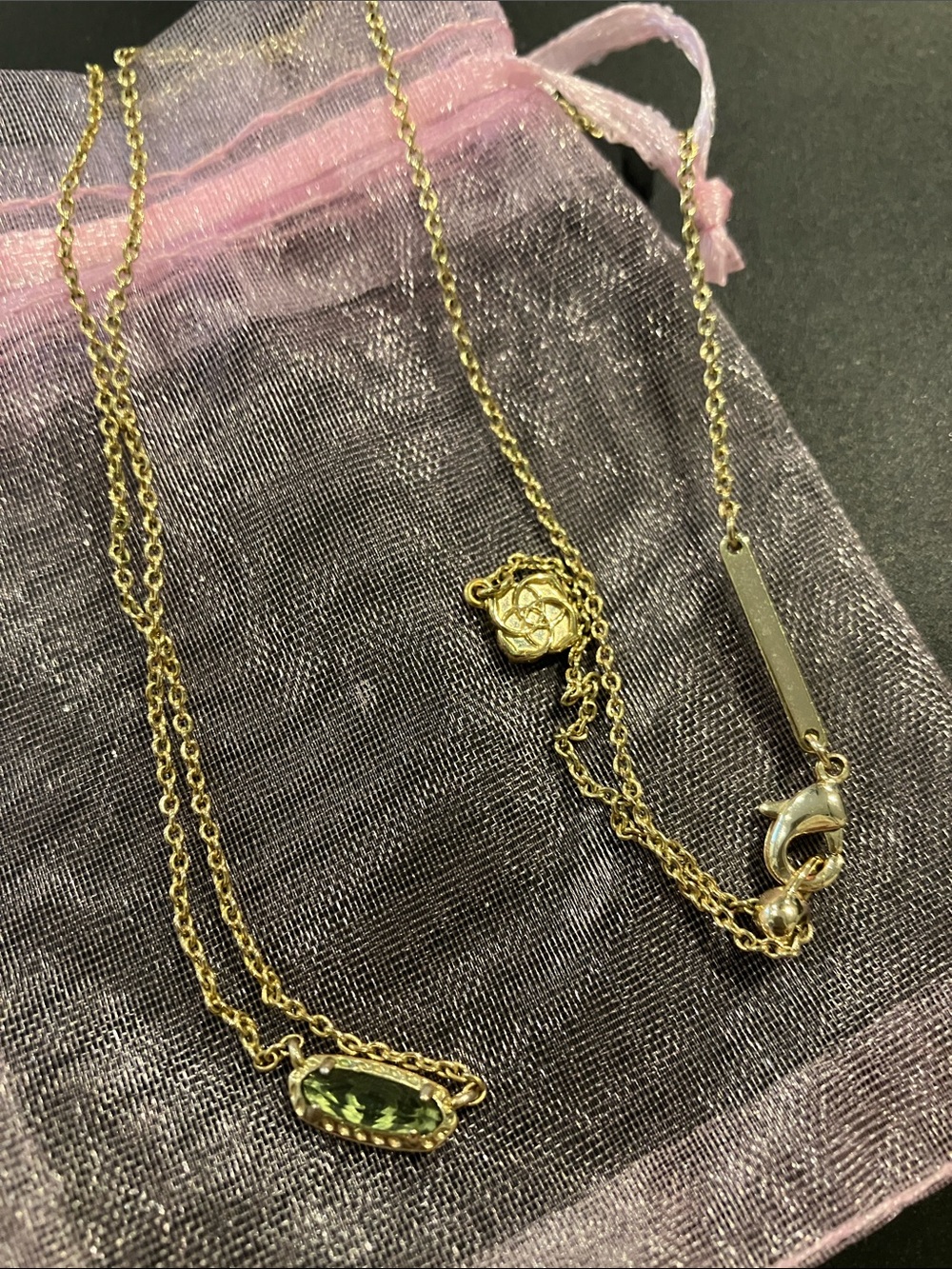 Kendra Scott Gold-Plated Green Crystal Pendant Necklace - Women's Jewelry